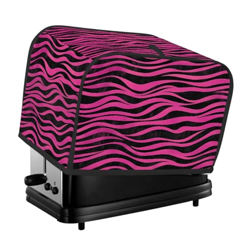 Toaster-Abdeckung für Brotmaschine, kleine Küchengeräte mit abstrakten Zebrastreifen, 4 Scheiben, Rosa / Schwarz von Fabpuro