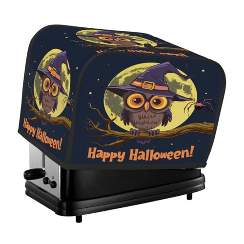 Toaster-Abdeckung für Halloween-Mondnacht, Cartoon-Eule, 4 Scheiben, Staubschutz für Brotmaschine, kleines Küchengerät von Fabpuro