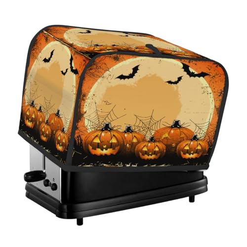 Vintage Halloween Mond Kürbis Fledermäuse Toaster Abdeckung 2 Scheiben Staubschutz für Brotmaschine, kleine Küchengeräte Vintage Halloween Mond Kürbis Fledermäuse Toaster Abdeckung 2 Scheiben Staubschutz für Brotmaschine, kleine Küchengeräte von Fabpuro