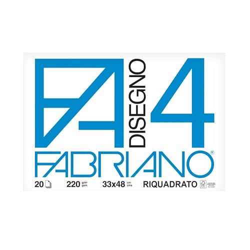 Fabriano F4 05201797 Zeichenalbum, Format 33 x 48 cm, glatte quadratische Blätter, Grammatur 220 g/m², 20 Blatt von Fabriano