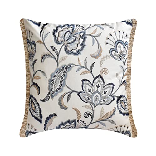 Fabric Mart Direct Dekorativ Blau Kissen Überzüge, 45 x 45 cm Leinen Kissen, Kissenhülle mit Blumen, Jutespitze, Natur & Blumen Kissen, Zeitgenössisch Kissen Überzüge - Morning Glories Fabric Mart Direct Dekorativ Blau Kissen Überzüge, 45 x 45 cm Leinen Kissen, Kissenhülle mit Blumen, Jutespitze, Natur & Blumen Kissen, Zeitgenössisch Kissen Überzüge - Morning Glories von Fabric Mart Direct