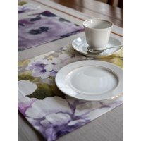 Pastellfarben Aquarell Blumen Muster - Set Aus 7 Tischsets von FabricDecoCo