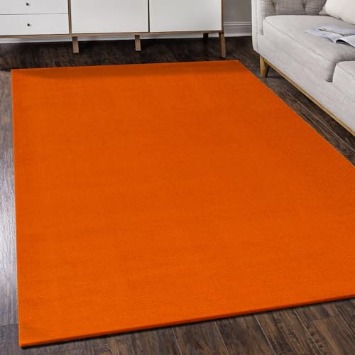 Fabrica Home Kurzflor Teppich Geeignet für Roboter-Staubsauger, Wohnzimmerteppich, Schlichte Moderne Teppiche für Schlafzimmer, Büro, Flur, Küche, Kinderzimmer - Orange, 80 x 200 cm von Fabrica Home