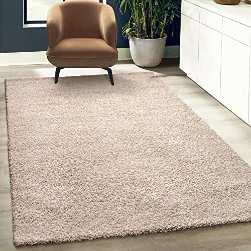 Fabrica Home Teppiche für Wohnzimmer - Solid Color Shaggy Teppich, Modern Flächenteppich - Beige, 120x170 cm von Fabrica Home