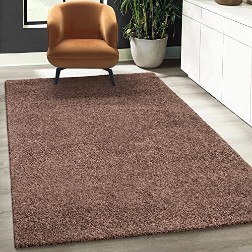 Fabrica Home Teppiche für Wohnzimmer - Solid Color Shaggy Teppich, Modern Flächenteppich - Dunkelbraun, 80x150 cm von Fabrica Home