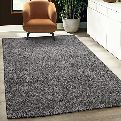 Fabrica Home Teppiche für Wohnzimmer - Solid Color Shaggy Teppich, Modern Flächenteppich - Grau, 140x200 cm von Fabrica Home