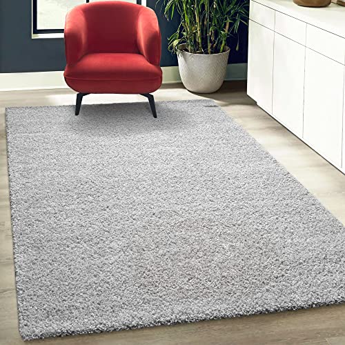 Fabrica Home Teppiche für Wohnzimmer - Solid Color Shaggy Teppich, Modern Flächenteppich - Hellgrau, 120x170 cm von Fabrica Home