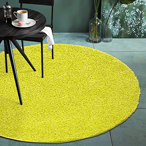 Fabrica Home Teppiche für Wohnzimmer - Solid Color Shaggy Teppich, Modern Flächenteppich - Hellgrün, 120 cm Rund von Fabrica Home
