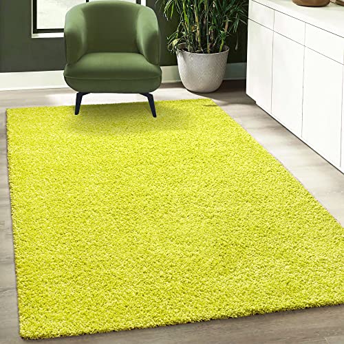 Fabrica Home Teppiche für Wohnzimmer - Solid Color Shaggy Teppich, Modern Flächenteppich - Hellgrün, 60x110 cm von Fabrica Home