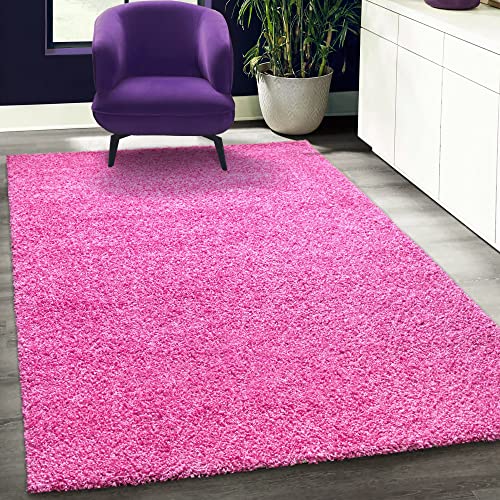 Fabrica Home Teppiche für Wohnzimmer - Solid Color Shaggy Teppich, Modern Flächenteppich - Rosa, 120x170 cm von Fabrica Home