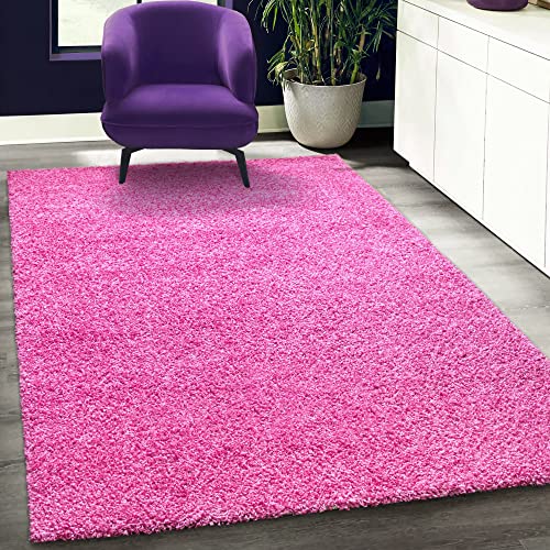 Fabrica Home Teppiche für Wohnzimmer - Solid Color Shaggy Teppich, Modern Flächenteppich - Rosa, 160x230 cm von Fabrica Home