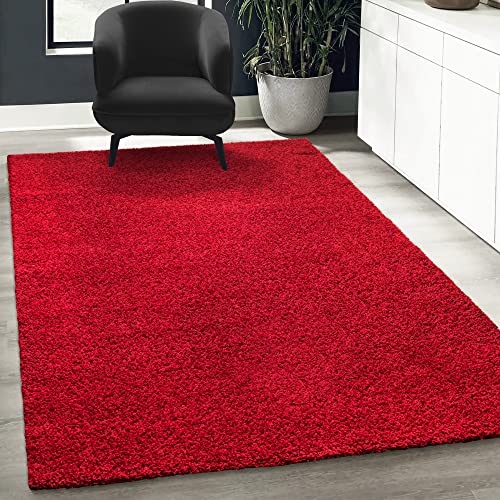 Fabrica Home Teppiche für Wohnzimmer - Solid Color Shaggy Teppich, Modern Flächenteppich - Rot, 120x170 cm von Fabrica Home