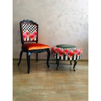 Verkauft Floraler Boho Vintage Stuhl.orange Beistellstuhl.eclectic Akzent Stuhl von Fabricanti