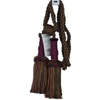 Dekorativer Vorhang 20 cm Mit Doppel-Quaste, Raffhalter - Conso 22048 P51 Dunkel Claret Green Tobacco Verkauf Vom Stück von FabricsTrimsPillows