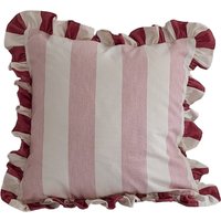Handgefertigte Rüschen Kissenhülle Ian Mankin Devon Stripe, Pale Pink Peony von Fabricsnug