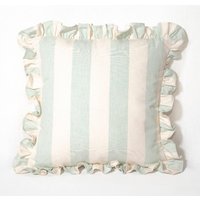 Schöner Handgemachter Rüschen Kissenbezug Aus Designer Ian Mankin Devon Baumwollstoff Mit Breiten Streifen - Mint von Fabricsnug
