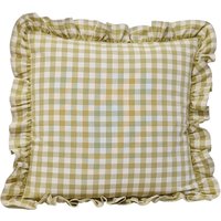 Olivgrün Und Elfenbeinfarbenes Vichy-Kissen Mit Passender Rüsche von Fabricsnug