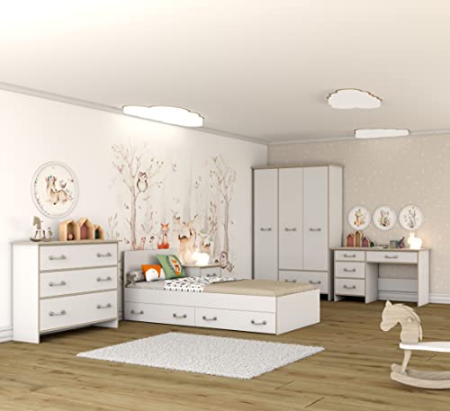 Fabryka Mebli Idźczak Kinderzimmer-Set Kosmo - Bett, Schrank, Wandregal, Kommode, Schreibtisch, Nachttisch - Kleiderschrank - Skandinavischer Stil - Modern Design von Fabryka Mebli Idźczak