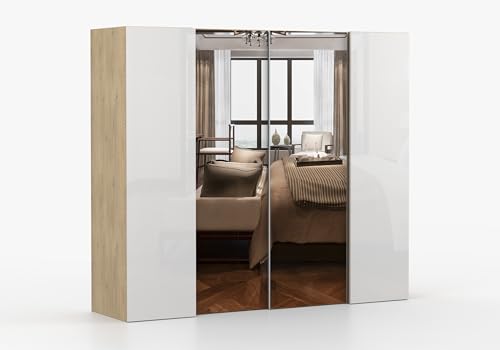 Fabryka Mebli Idźczak Kleiderschrank mit Spiegel - Schlafzimmerschrank - 63 x 230 x 200 cm - Wohnzimmerschrank, Garderobenschrank, Schrank mit Einlegeböden, Kleiderstangen - Cremona, Weiß Semigloss Fabryka Mebli Idźczak Kleiderschrank mit Spiegel - Schlafzimmerschrank - 63 x 230 x 200 cm - Wohnzimmerschrank, Garderobenschrank, Schrank mit Einlegeböden, Kleiderstangen - Cremona, Weiß Semigloss von Fabryka Mebli Idźczak