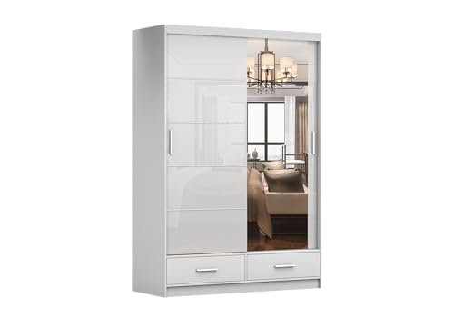 Fabryka Mebli Idźczak Kleiderschrank mit Spiegel weiß - Schwebetürenschrank - Schlafzimmerschrank - 61 x 150 x 218 cm - Wohnzimmerschrank - Garderobenschrank, Schrank mit Zwei Türen, Schubladen Fabryka Mebli Idźczak Kleiderschrank mit Spiegel weiß - Schwebetürenschrank - Schlafzimmerschrank - 61 x 150 x 218 cm - Wohnzimmerschrank - Garderobenschrank, Schrank mit Zwei Türen, Schubladen von Fabryka Mebli Idźczak