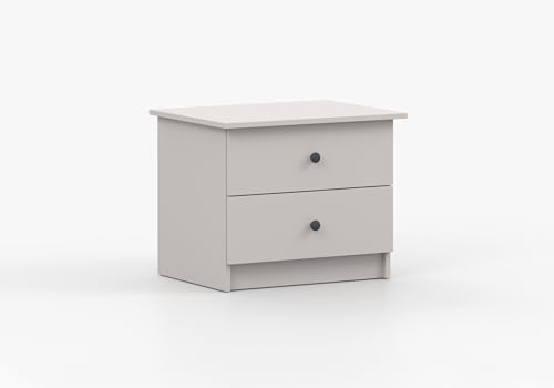 Fabryka Mebli Idźczak Nachttisch - 47 x 60,5 x 49 cm - Tisch Olaf II mit Zwei Schubladen - Nachtschrank - elegant und praktisch, perfekt für die Aufbewahrung von Alltagsutensilien - Griff Anthrazit von Fabryka Mebli Idźczak
