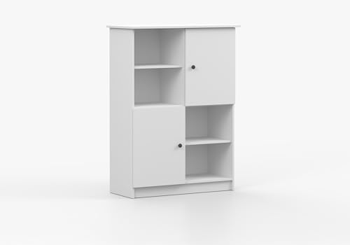 Fabryka Mebli Idźczak Regal mit Zwei Drehtüren 95cm Olaf I weiß - Wohnzimmerregal - Aufbewahrungsregal - die perfekte Kombination aus Eleganz und Funktionalität - Griff Anthrazit von Fabryka Mebli Idźczak