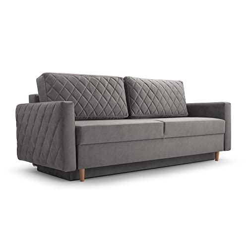 Fabryka Mebli Idźczak Schlafsofa Sofa Lenola Couch Ausklappbares Schlaffunktion Bettkasten - Kissen Bettzeugbehälter Hilfsautomat Wohnzimmer, Gästezimmer Modern Design (Noel 26) von Fabryka Mebli Idźczak