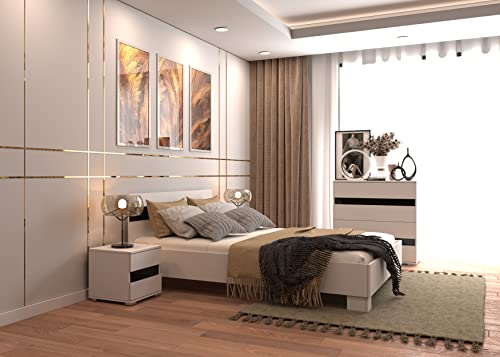 Fabryka Mebli Idźczak Schlafzimmer-Set Komplett Vista Lucca - weißer Kleiderschrank mit Spiegel und Kommode Innovativer - Innovativ, Stilvoll, Modern von Fabryka Mebli Idźczak