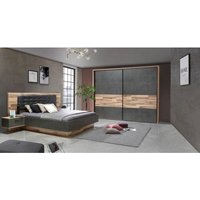 Bettanlage  Stabeiche Nachbildung dunkelgrau Beton Optik B/H/T: ca. 296,5x120x209,9 cm Liegefläche B/L: ca. 180x200 cm von XXXL