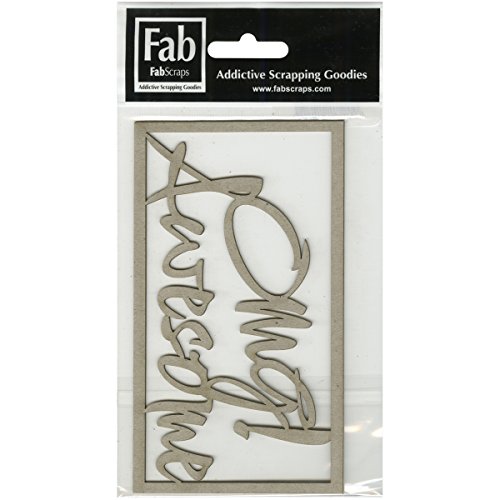 Fabscraps Stanzschablone aus Spanplatte, grau Wort OMG! Awesome 12,7 x 6,35 cm. von Fabscraps