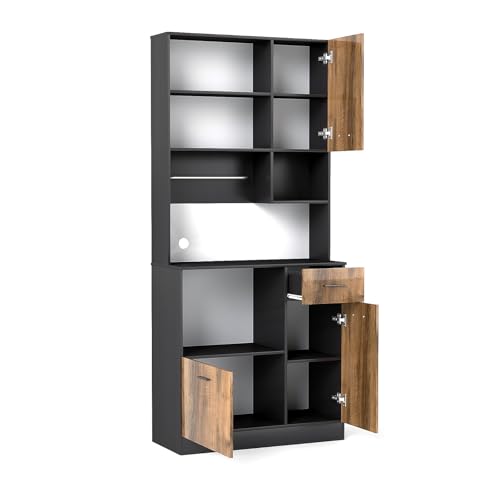 Fabulcozy Buffet de Cuisine desserte de Cuisine Pour Micro-Ondes Armoire de Cuisine Multi-rangements Avec Placard tiroir étagère von Fabulcozy