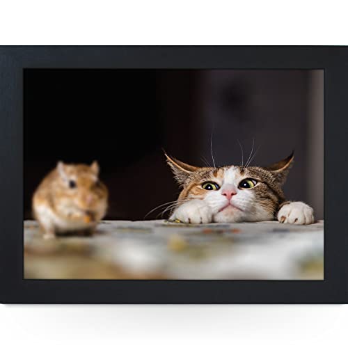 Peekaboo gepolstertes Knietablett mit Katze, Laptop-Tablett für Bett, Knietablett zum Essen mit Kissen, handgefertigter Holzrahmen von Fabulous Felines