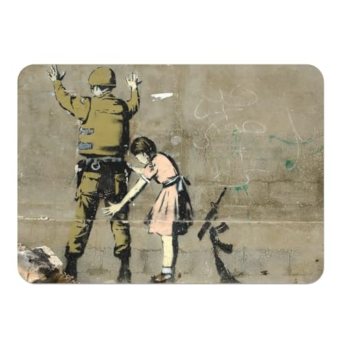 Banksy Tischset mit Unterseite aus Kork, Motiv: Soldat, Waffe, Graffiti, Street Art, groß, 39,5 x 28,5 cm von Fabulous