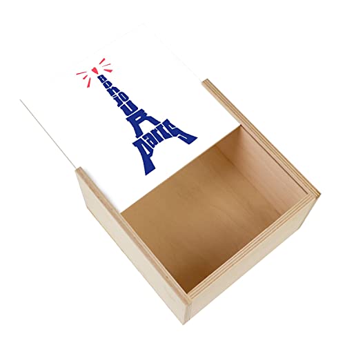 Box aus Holz – Hello Paris Eiffelturm Frankreich Reise Stadt Urlaub (11 x 11 x 3,5 cm) von Fabulous