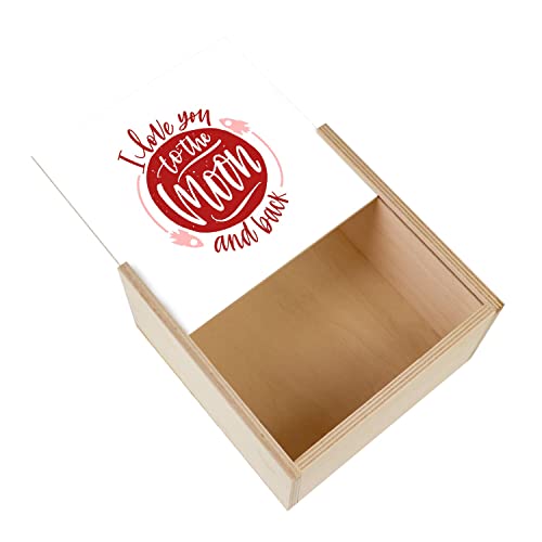 Box aus Holz – I Love You To The Moon and Back Mond, Illustration Rakete Liebe (11 x 11 x 3,5 cm) von Fabulous