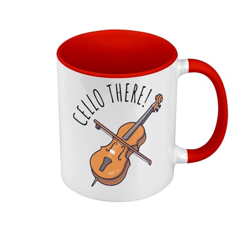 Cello There Cello There Tasse, farbig, Rot, Musikinstrument, Tasse mit Henkel und farbigem Innenfutter von Fabulous