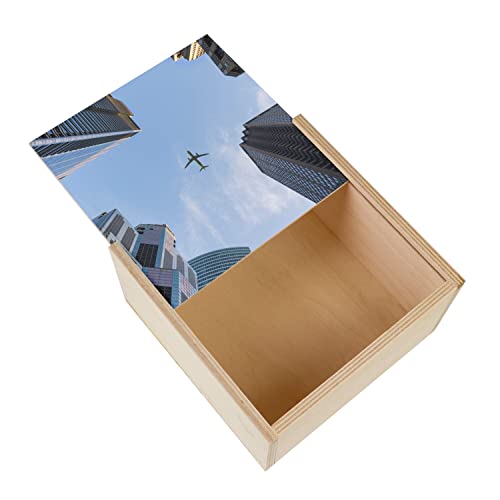 Fabulous Box aus Holz – Flugzeug mit blauem Himmel (11 x 11 x 3,5 cm) von Fabulous