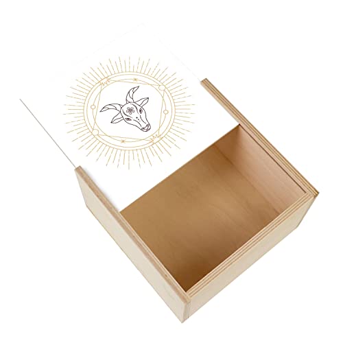 Fabulous Box aus Holz – Ziege – Chinesisches Astrologie-Zeichen Zeichnung Horoskop Tier (11 x 11 x 3,5 cm) von Fabulous