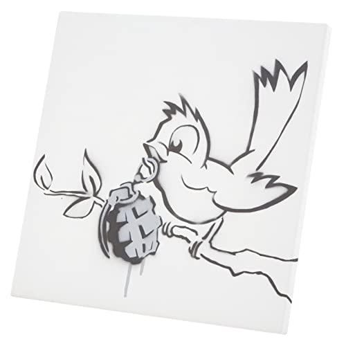 Fabulous Druck auf Leinwand Banksy Bird Grenade Street Art Graffiti (30 cm x 30 cm) von Fabulous