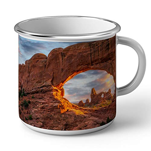 Fabulous Emaillierter Metallbecher 284ml Utah Bogen Fels Canyon Sonnenuntergang Felsformation von Fabulous