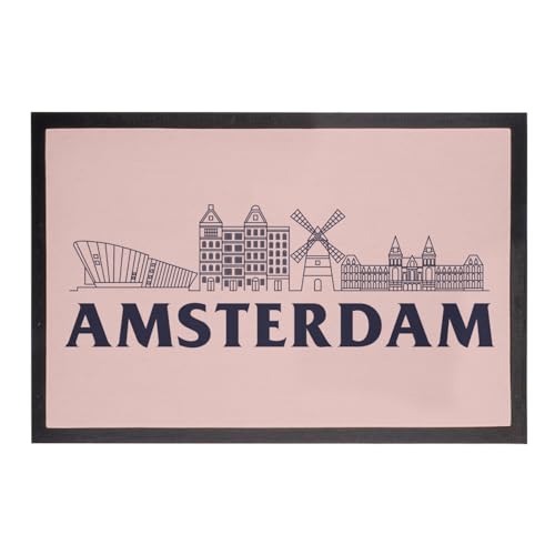 Fabulous Fußmatte Rosa – Amsterdam Minimalist Reise Niederlande Tourismus – Maße: 60 x 40 cm von Fabulous