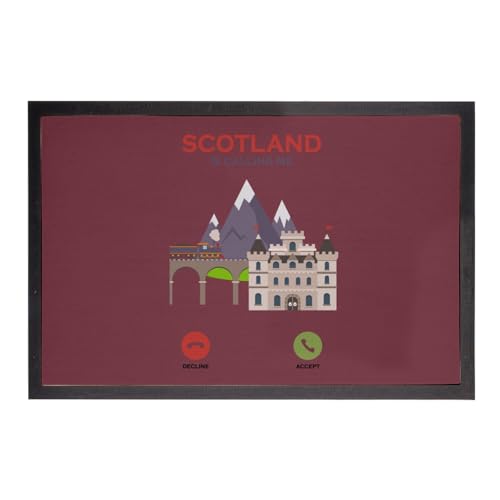 Fabulous Fußmatte Schottland is Calling Me Landscape Lake Mountain – Maße: 60 x 40 cm, Rot von Fabulous