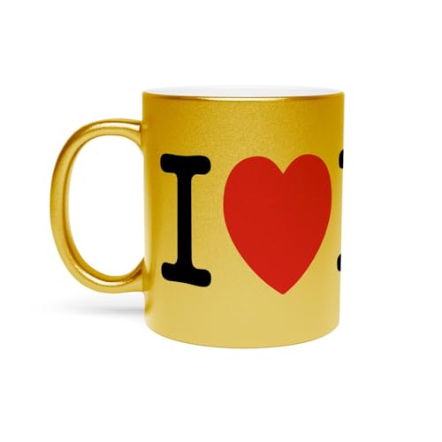 Fabulous Goldene Tasse aus verchromter Keramik - I Love New York USA - 325 ml von Fabulous