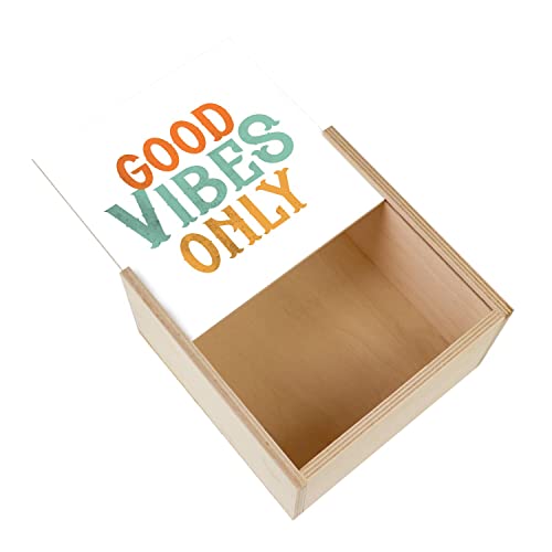 Fabulous Good Vibes Only Music Funk Box aus Holz 70er Vintage Retro Stil (11 x 11 x 3,5 cm) von Fabulous