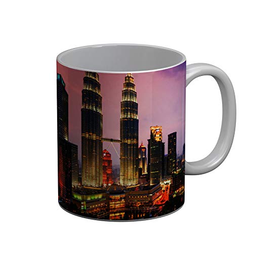 Fabulous Keramische Becher 325ml Kuala Lumpur Stadt Nacht Himmelskratzer Modern Dekoration Asien von Fabulous