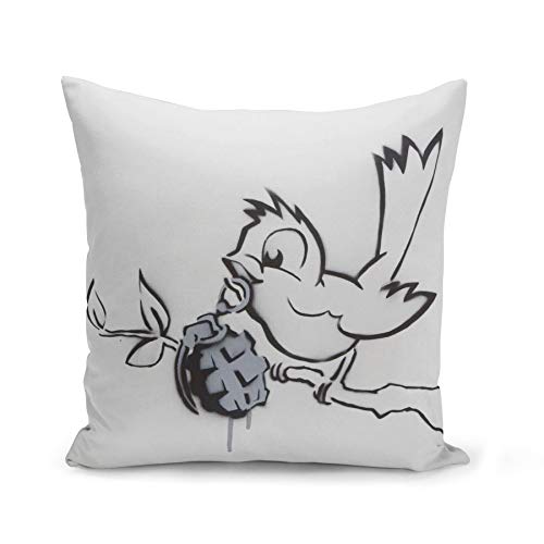 Fabulous Kissen Kissenbezug 40x40 cm Banksy Bird Grenade Street Art Graffiti von Fabulous