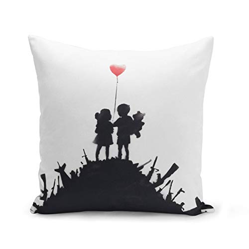 Fabulous Kissen Kissenbezug 40x40 cm Banksy Krieg Kinder Roter Ballon Waffe Street Art von Fabulous