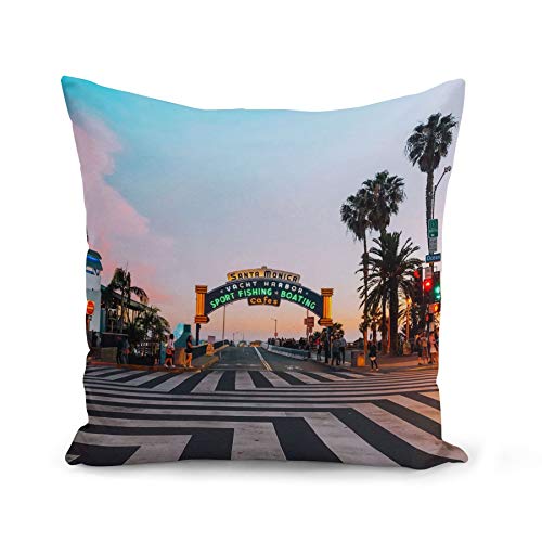 Fabulous Kissen Kissenbezug 40x40 cm Santa Monica Strand Los Angeles Kalifornien Palmen von Fabulous