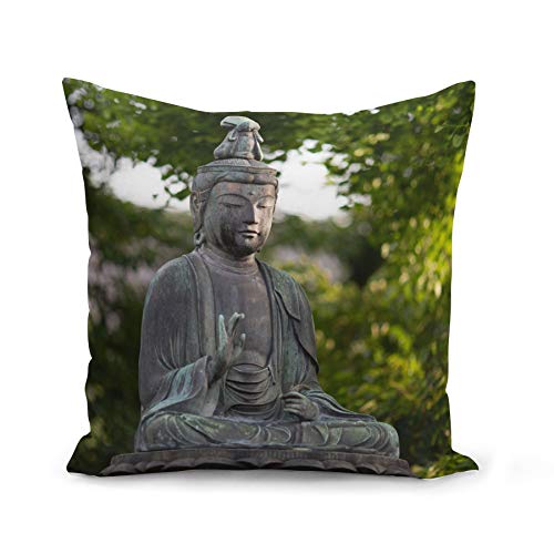 Fabulous Kissen Kissenbezug 40x40 cm Sitzender Buddha aus Stein Thai-Stil Vitarka Mudra Energie von Fabulous