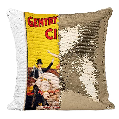 Fabulous Kissen mit Paillettenbezug Gold Zirkus Gentry Zirkus Vintage Poster Retro Poster Trendy Original Clowns Magie von Fabulous